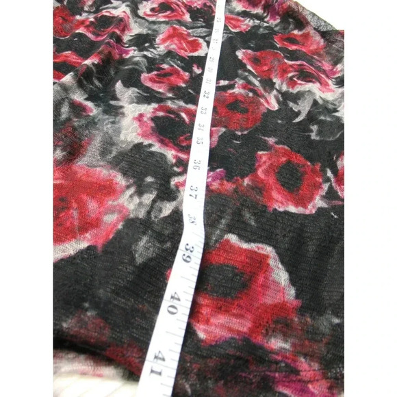 Perceptions New York Short Sleeve Red Black Floral Lace Midi Dress Size Med NWT - Picture 9 of 10